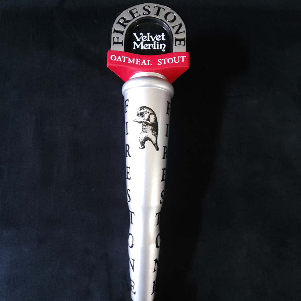 Firestone Walker Velvet Merlin Oatmeal Stout 12.5" Beer Tap Handle Silver Bar